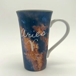 Coventry Solar Galaxy Aries Zodiac Large Stoneware Blue Cup Mug - 18 Oz